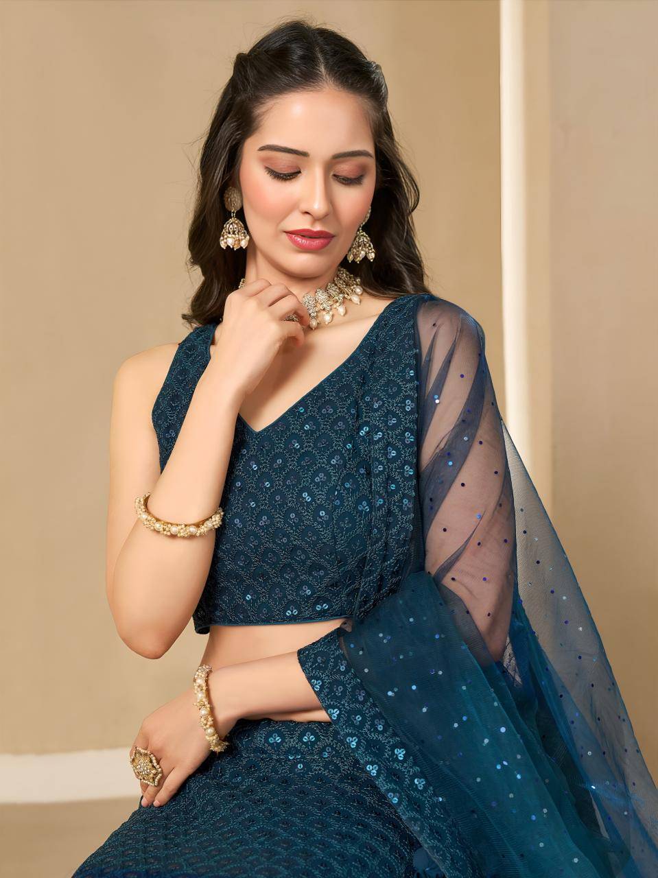 Florance vol 1 Georgette Blue Latest lehenga choli designs for retailers